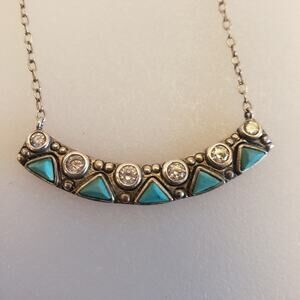 Silpada .925 Sterling Silver Blue‎ Stone & CZ Cubic Zirconia Necklace